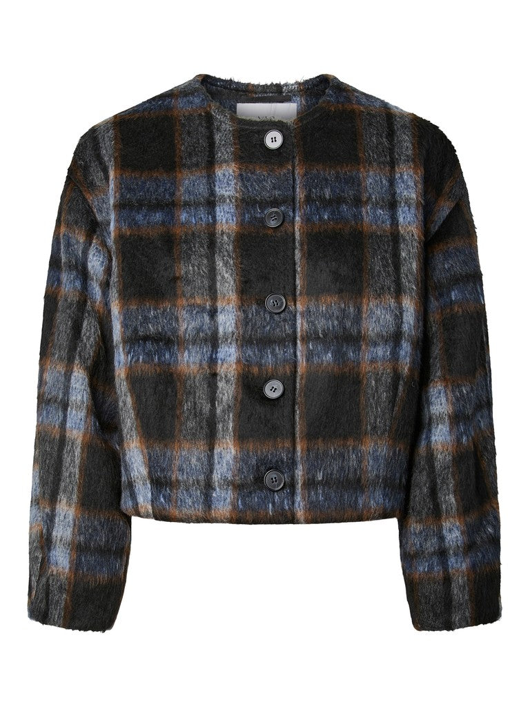 YASTALINO LS Wool Blend Jacket, Black Check