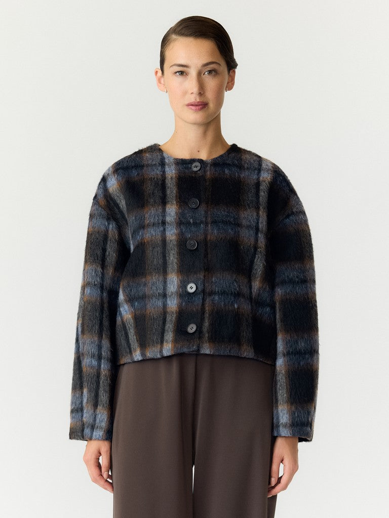 YASTALINO LS Wool Blend Jacket, Black Check