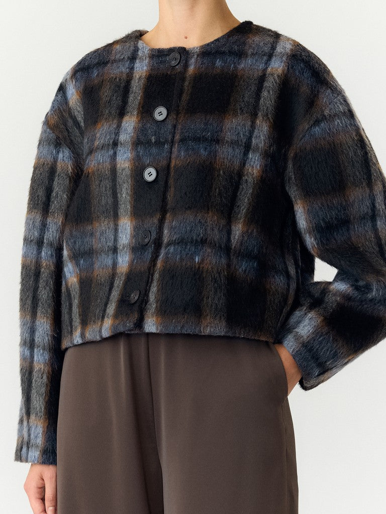 YASTALINO LS Wool Blend Jacket, Black Check