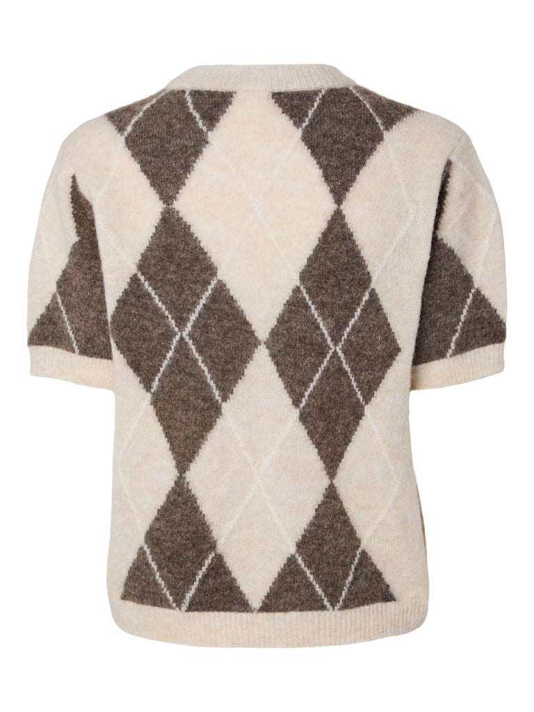 YASJOHI Wool Blend Pullover, Oatmeal Taupe Gray + Pristine harlequin