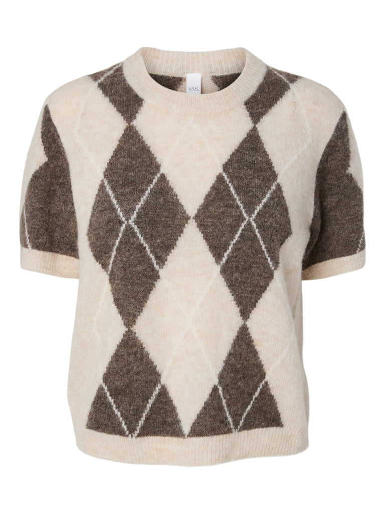 YASJOHI Wool Blend Pullover, Oatmeal Taupe Gray + Pristine harlequin