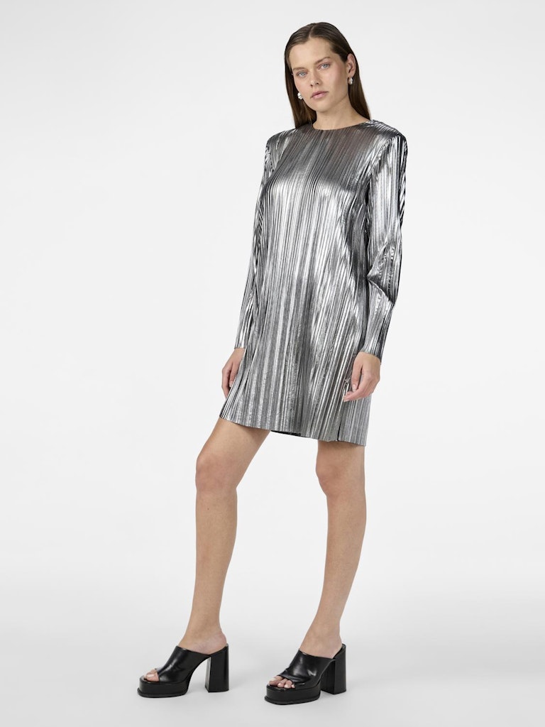 YASREGINA Plisse Dress, silver
