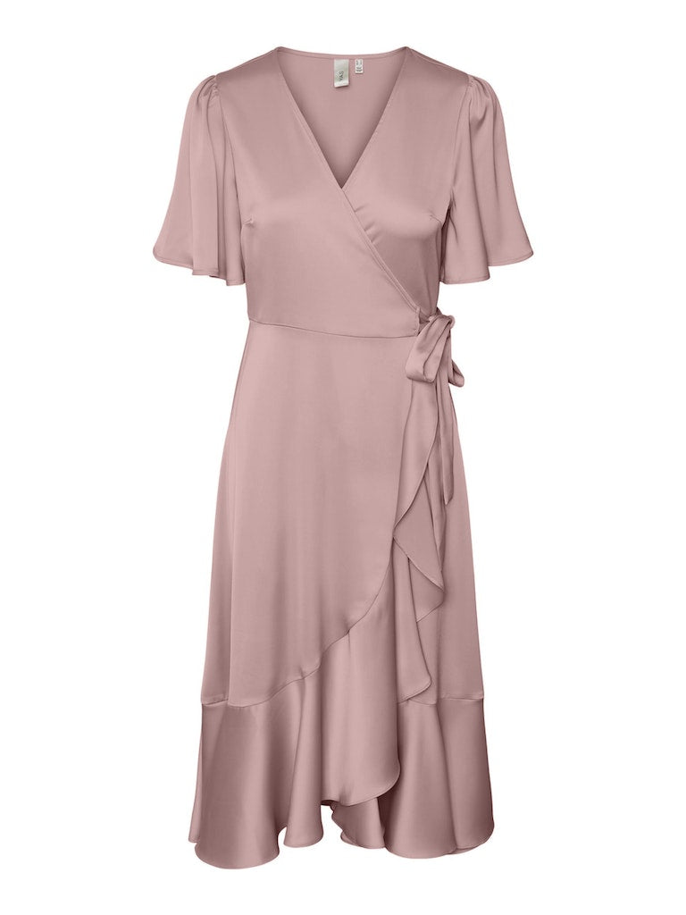 YASTHEA 2/4 Midi Wrap Dress, Pale Mauve