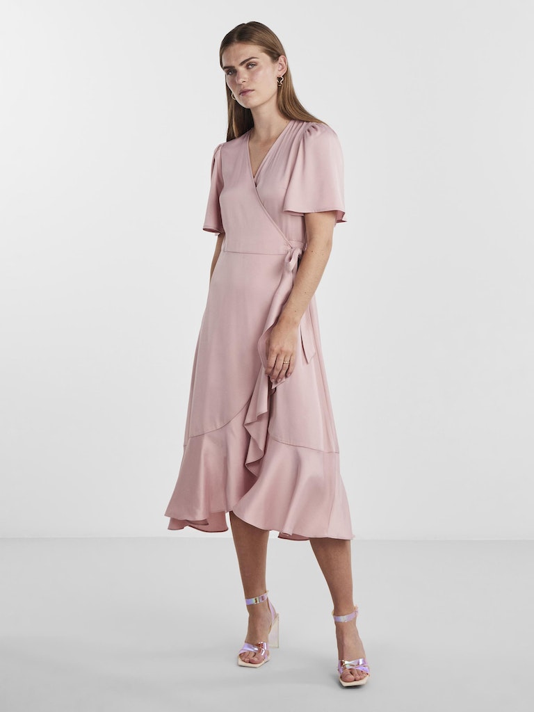 YASTHEA 2/4 Midi Wrap Dress, Pale Mauve