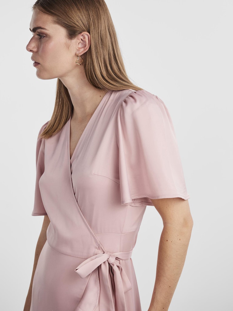 YASTHEA 2/4 Midi Wrap Dress, Pale Mauve