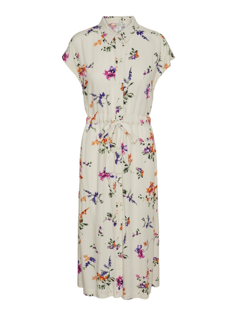 YASASINA Midi Belt Dress, Whitecap Gray/Botanica Print