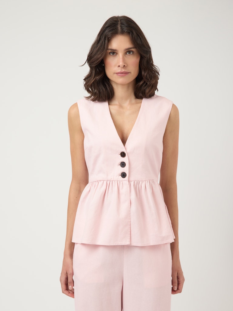 YASTRIMA Linen Blend Top, Ballerina