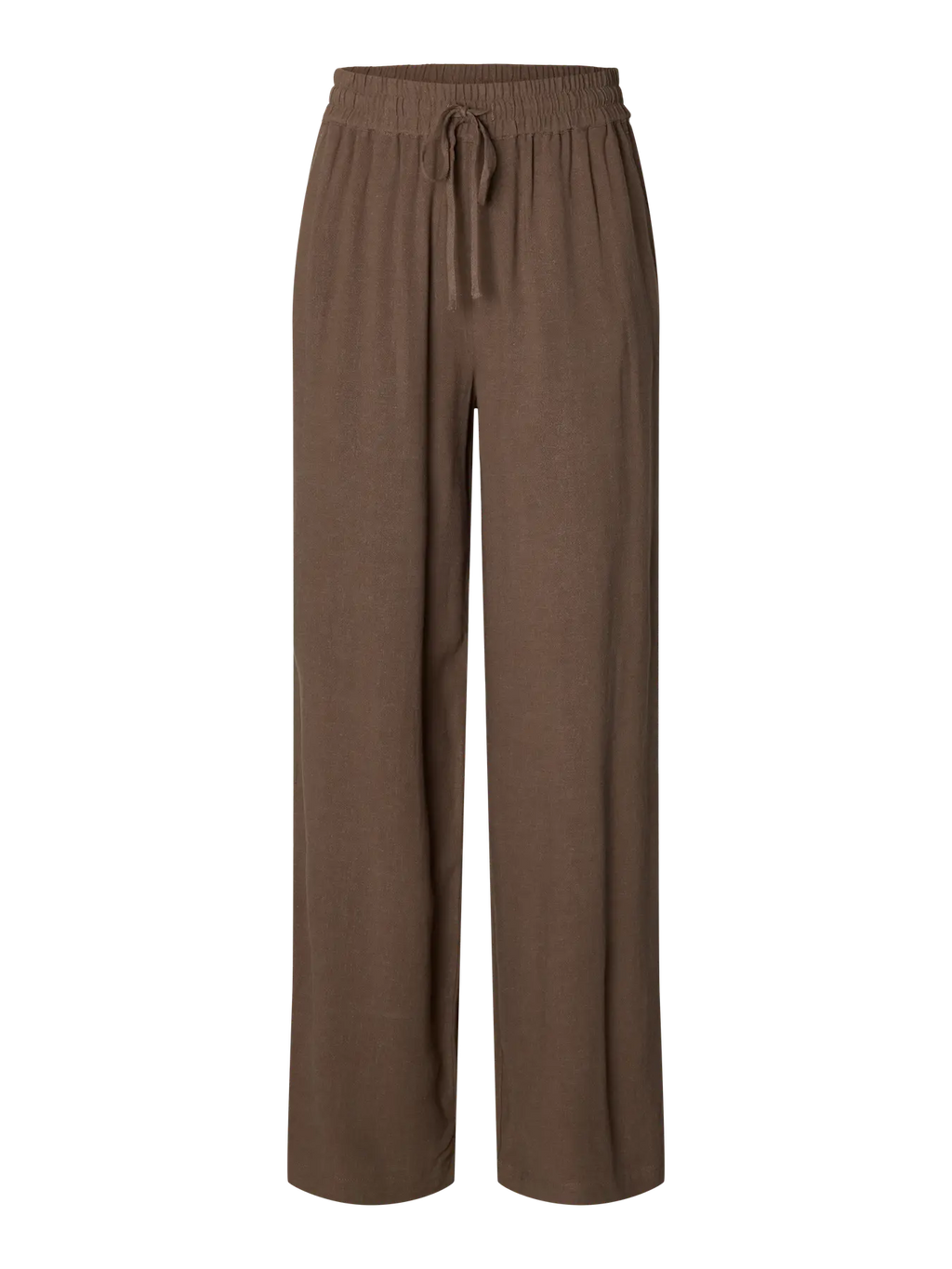 SLFVIVA-GULIA Long Linen Pants, Chocolate Chip