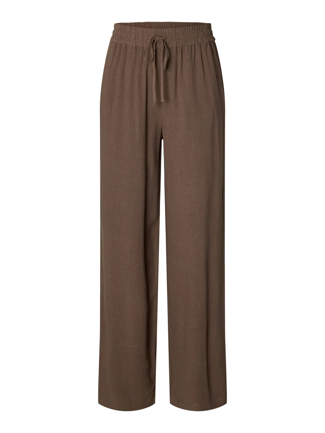 SLFVIVA-GULIA Long Linen Pants, Chocolate Chip