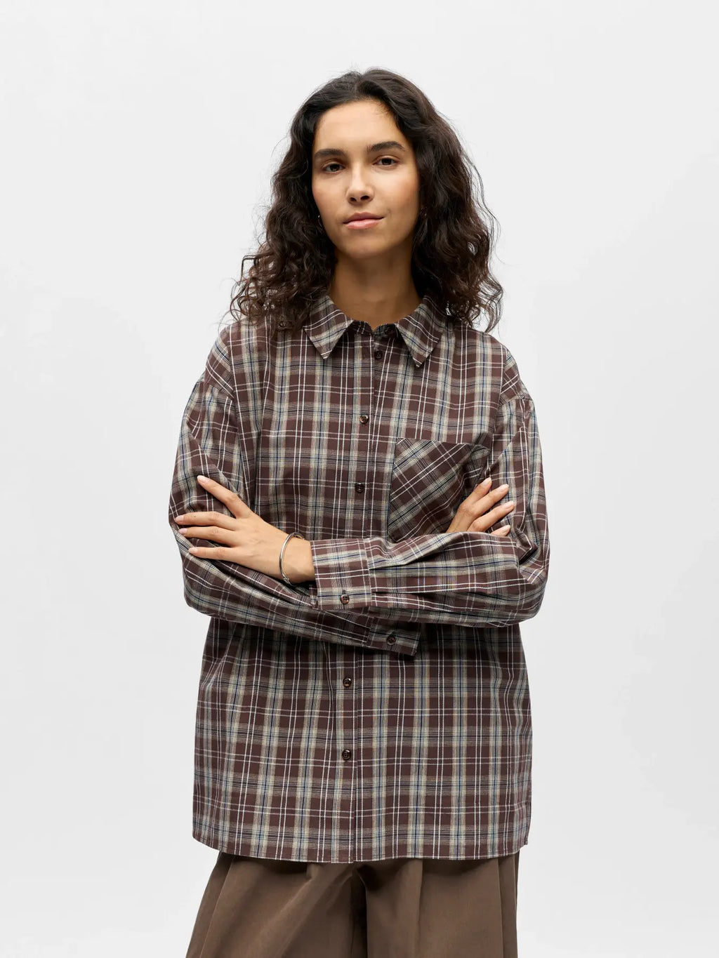 OBJKEKY Loose Shirt, seal brown