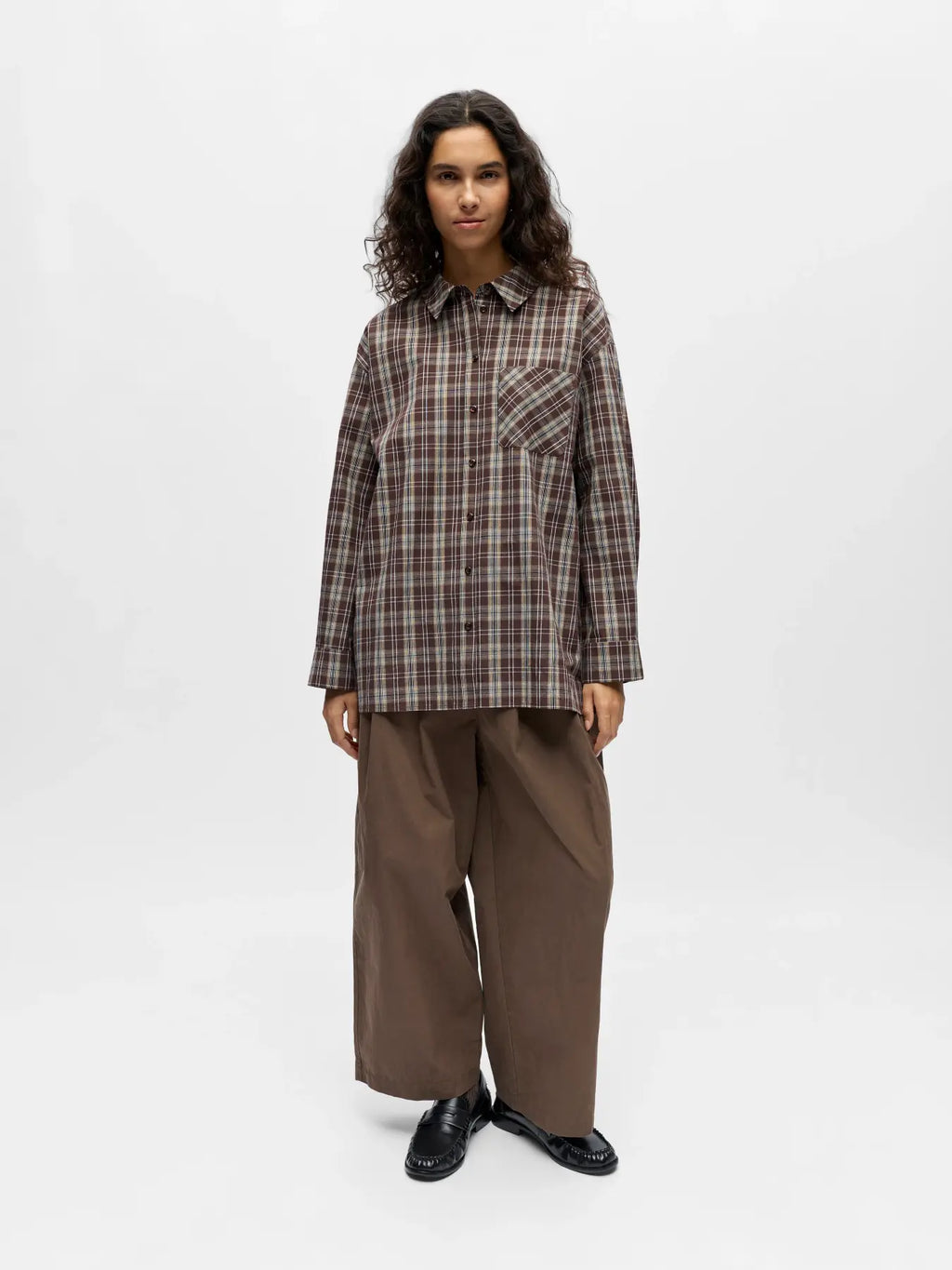 OBJKEKY Loose Shirt, seal brown