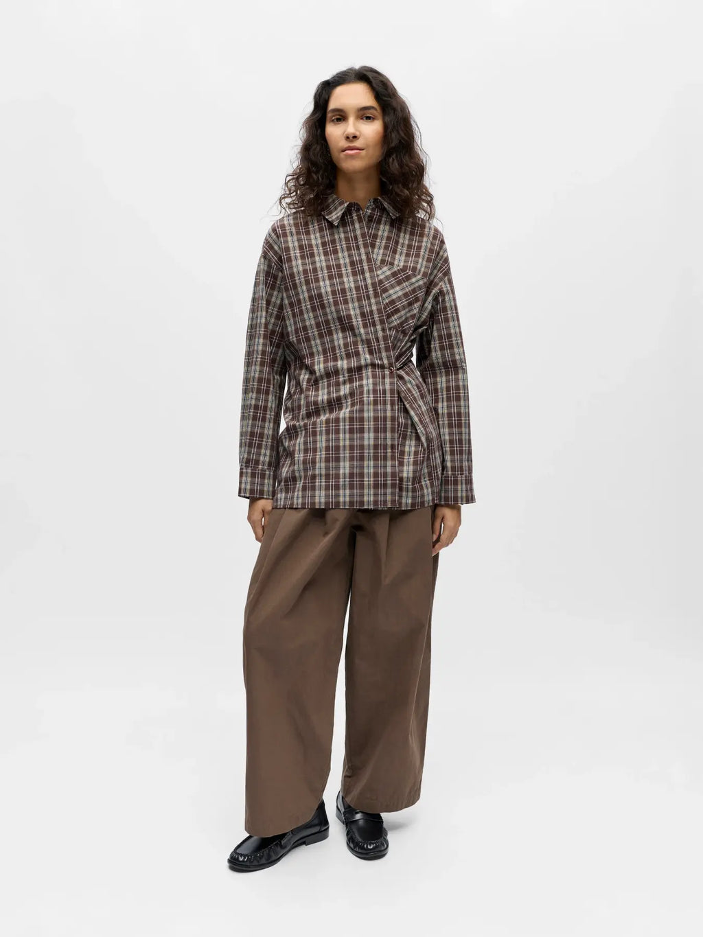 OBJKEKY Loose Shirt, seal brown