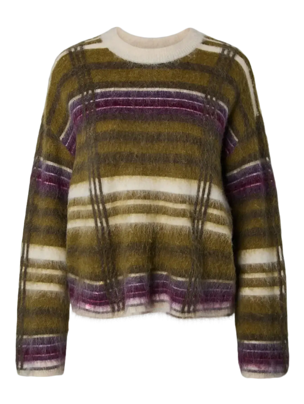 YASCHEA LS MOHAIR BLEND KNIT PULLOVER, Fog Chea checks