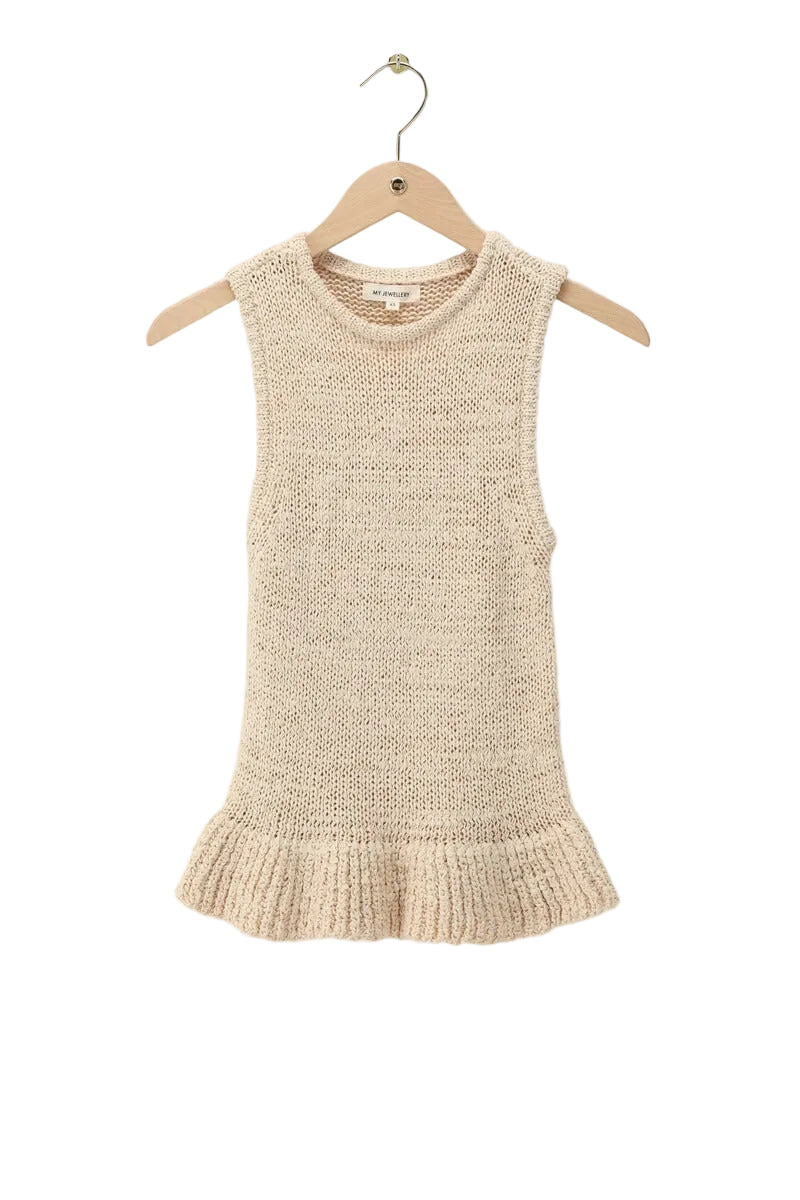 MYTOP Stricktop mit Schößchen, beige