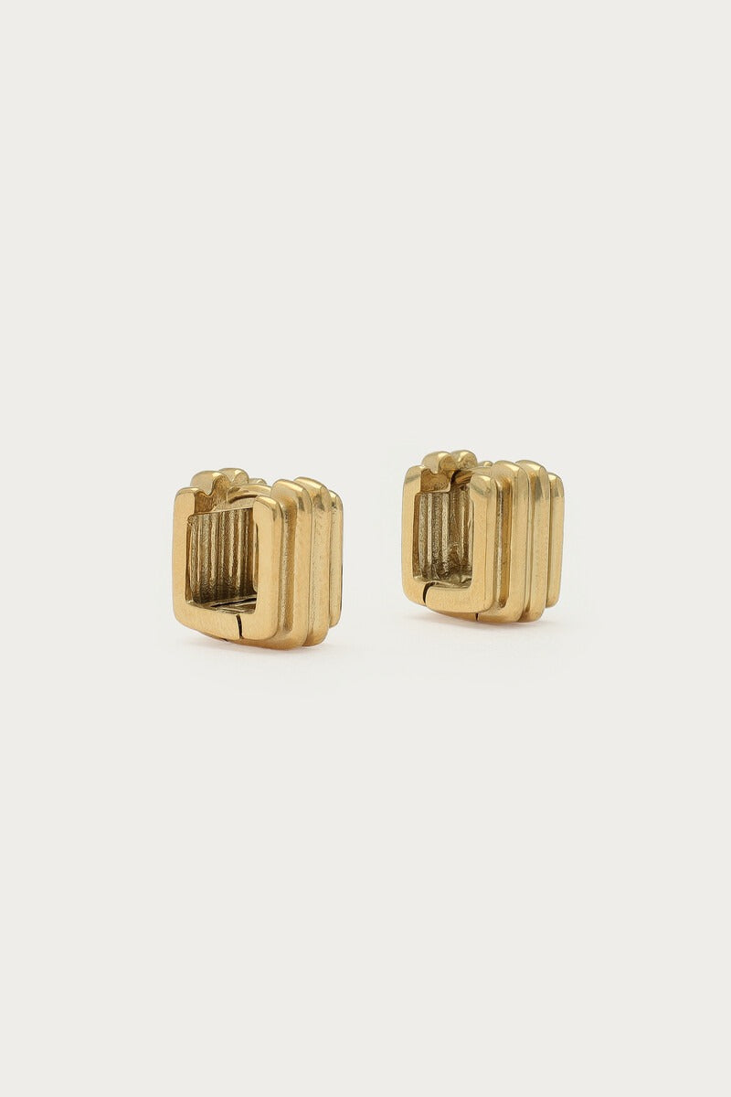 MYBOLD eckige Creolen mit Rillen, gold
