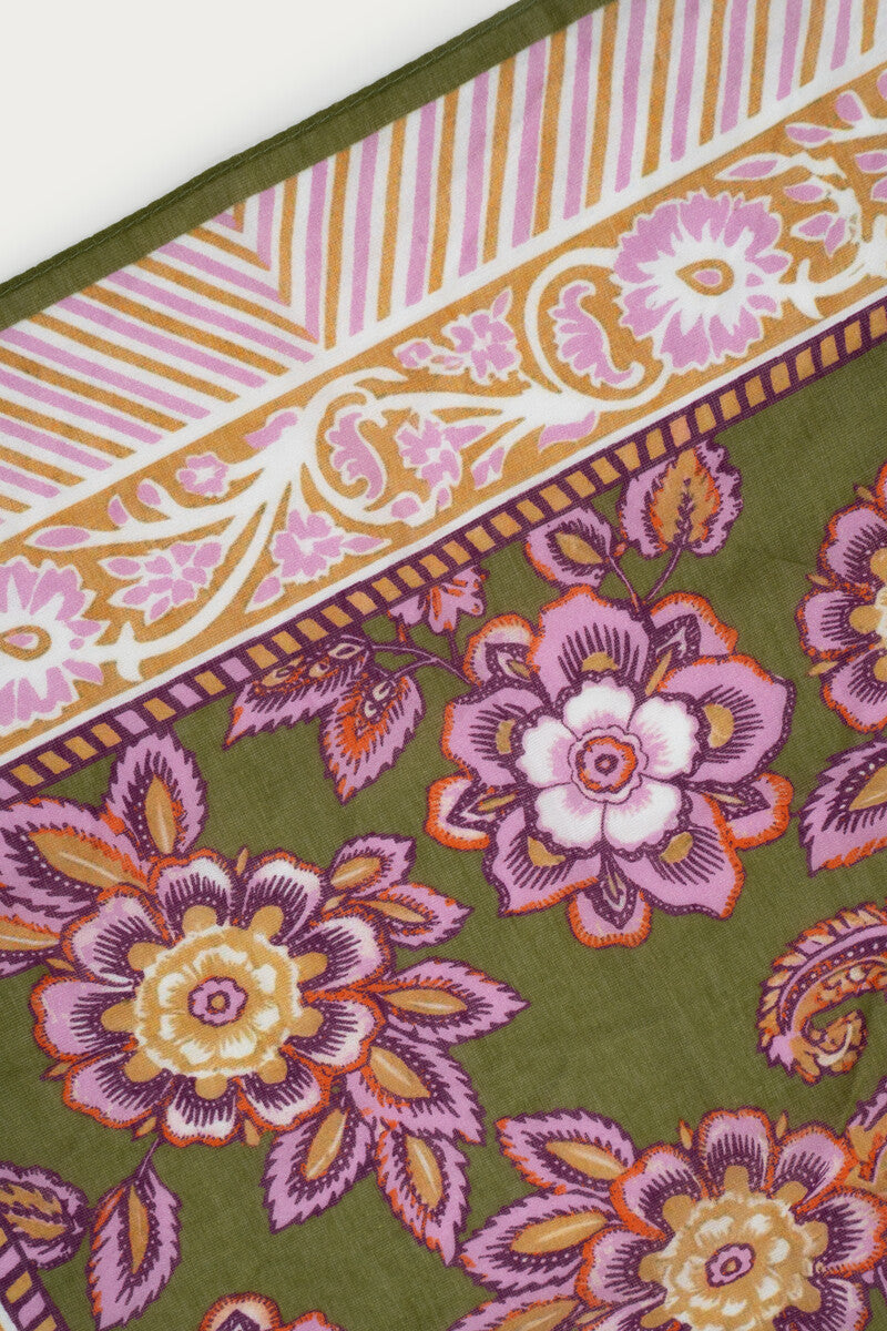 MYSCARF Tuch mit Blumendruck, grün / lila