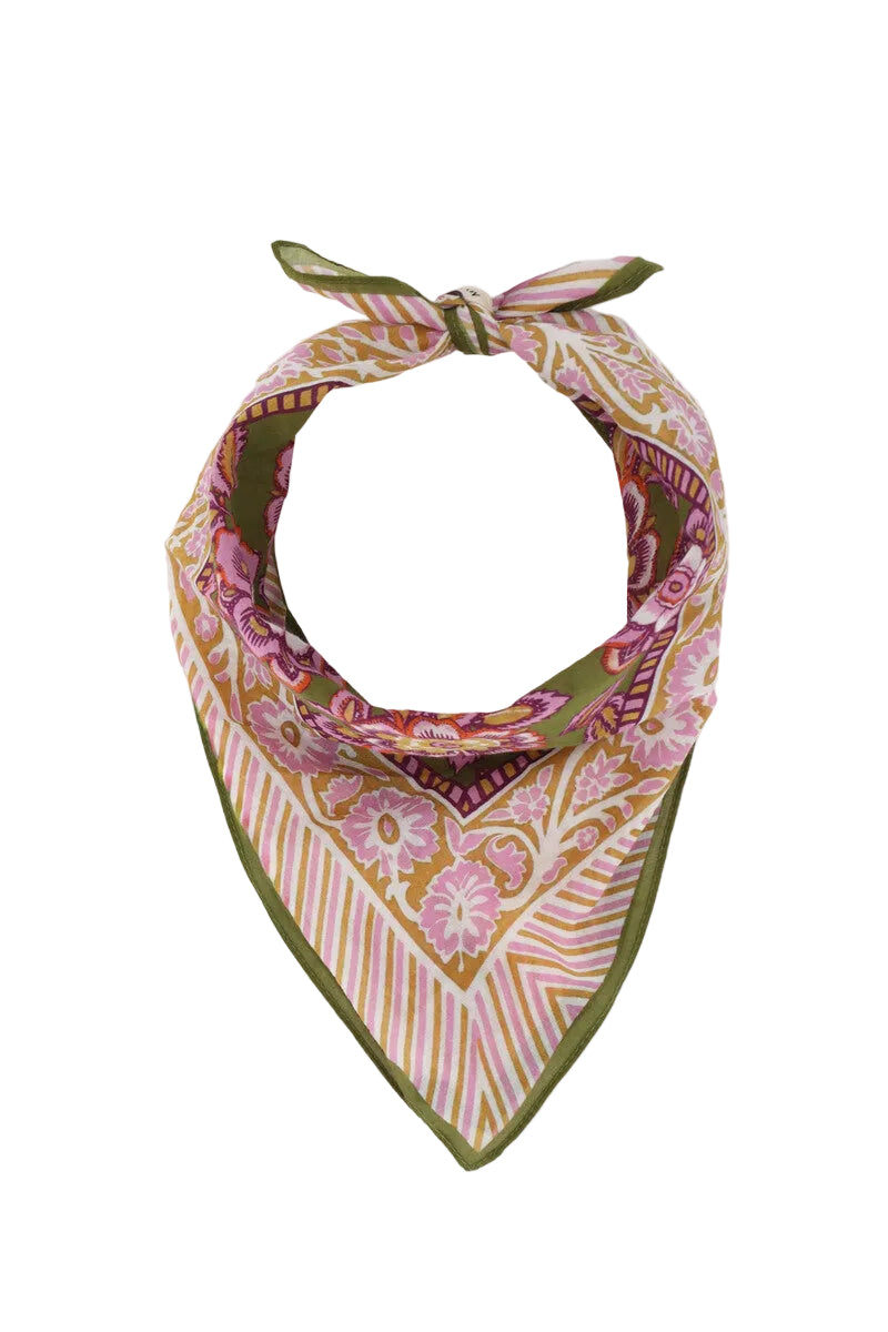MYSCARF Tuch mit Blumendruck, grün / lila