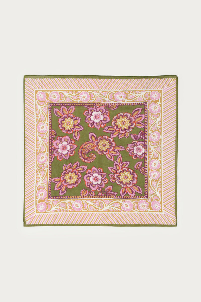 MYSCARF Tuch mit Blumendruck, grün / lila