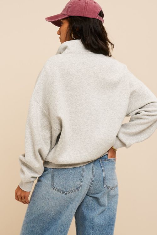 MYSWEATER Zipper "Le cafe paris", grau/braun