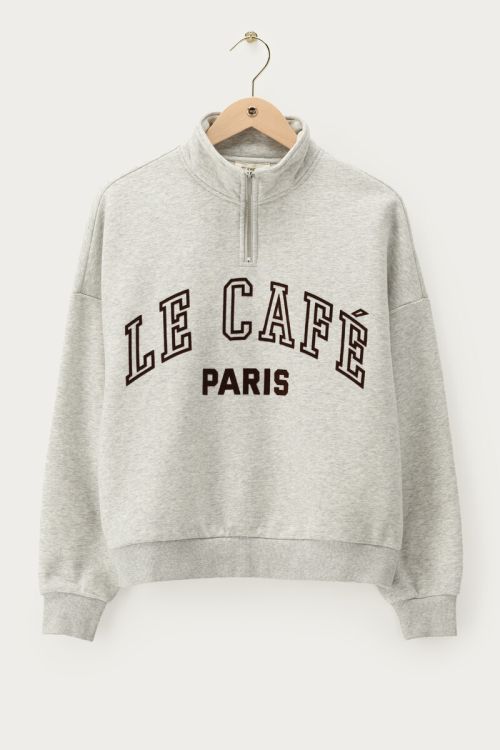 MYSWEATER Zipper "Le cafe paris", grau/braun