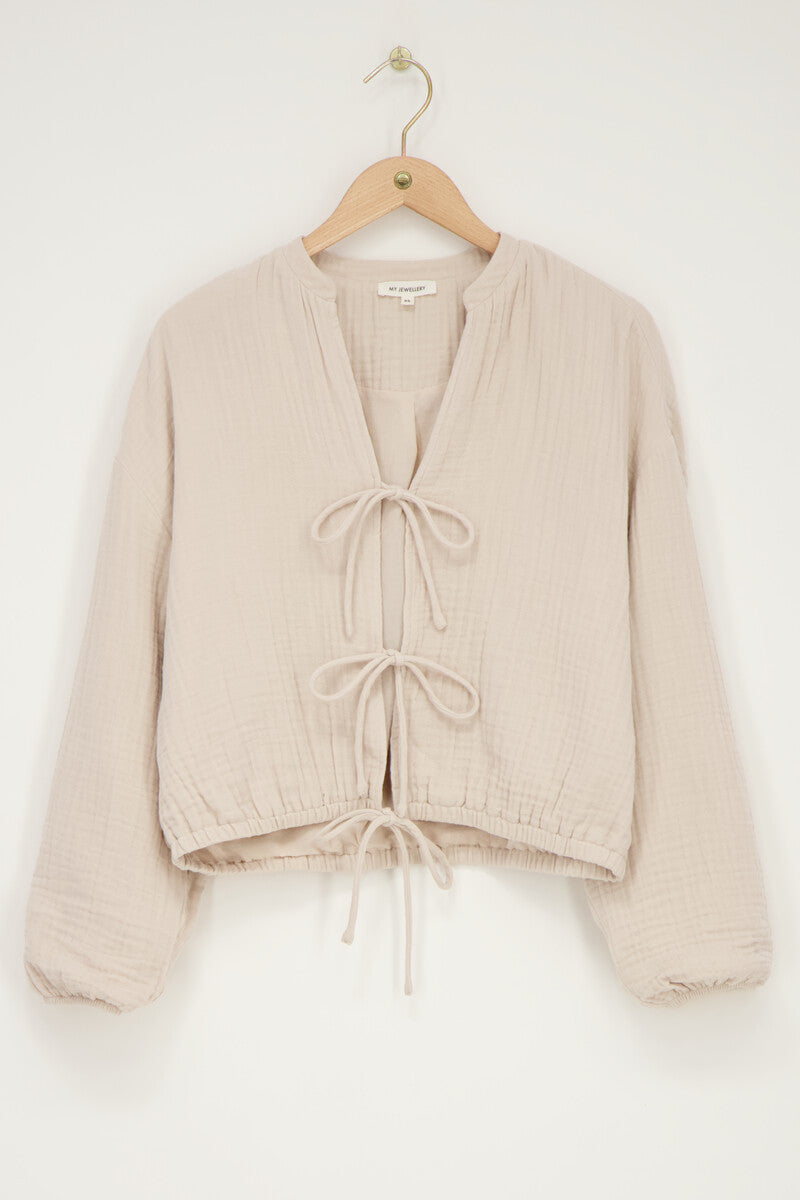 MYMUSSELIN Bluse mit Schleifen, beige