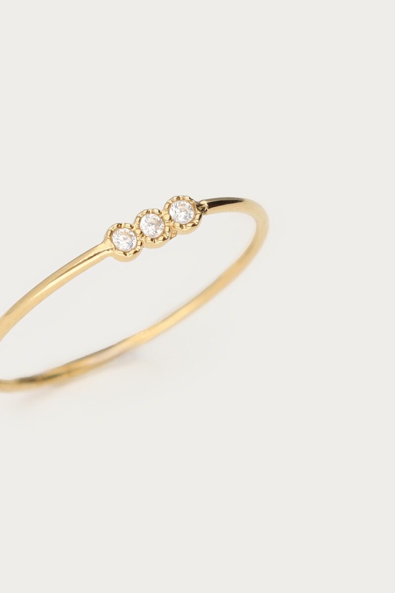MYRING mit 3 Strasssteinen, gold