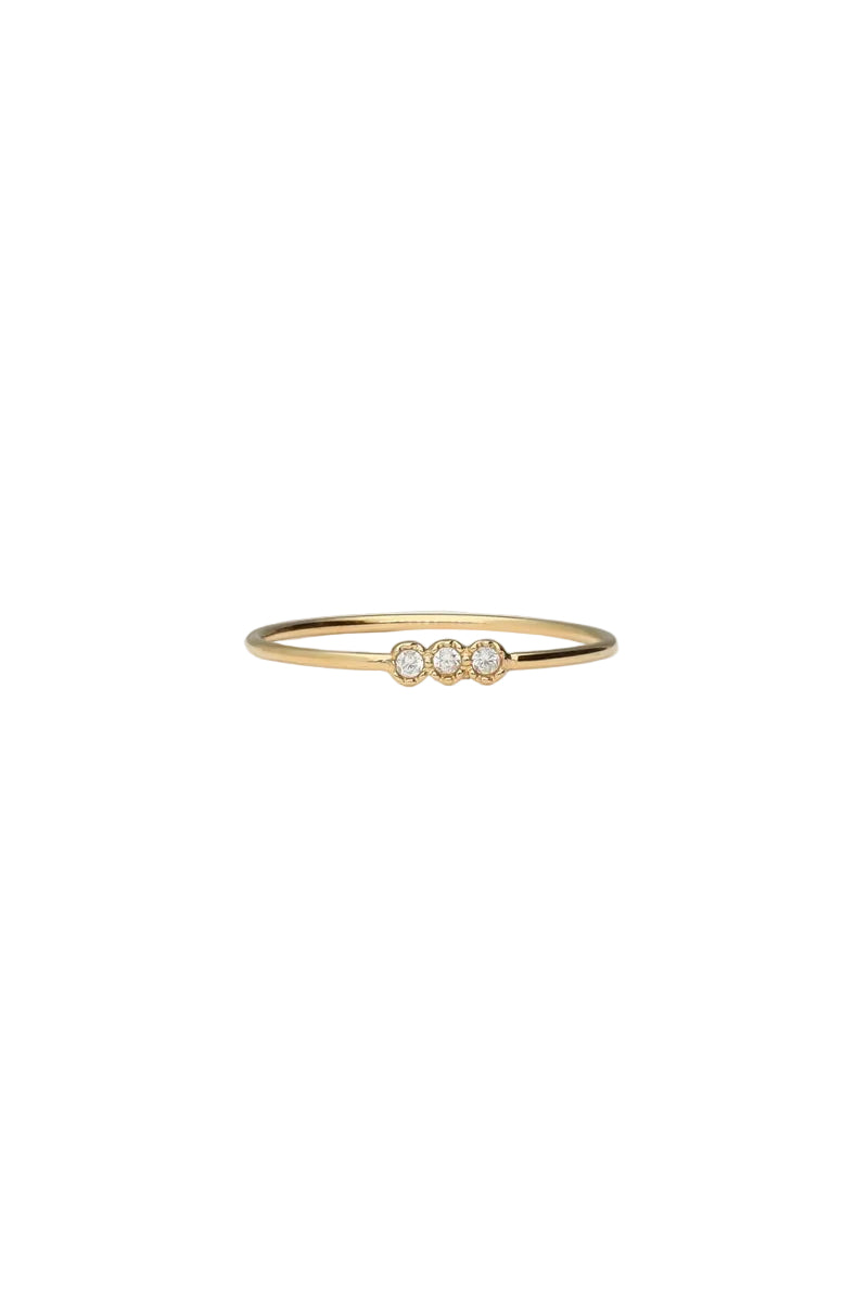 MYRING mit 3 Strasssteinen, gold
