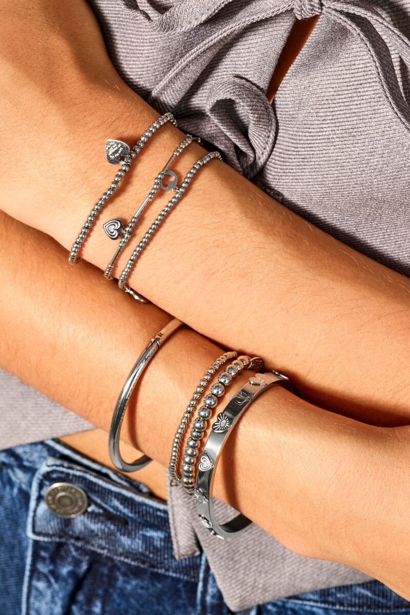 MYBOLD Armbandset mit Stahlperlen, silber