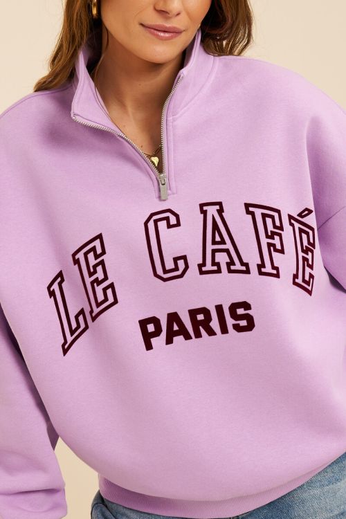 MYSWEATER Zipper "Le cafe paris", lila/bordeaux