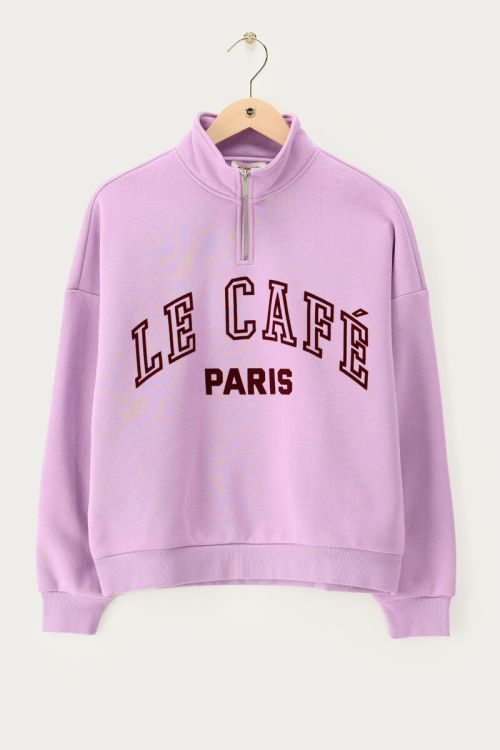 MYSWEATER Zipper "Le cafe paris", lila/bordeaux