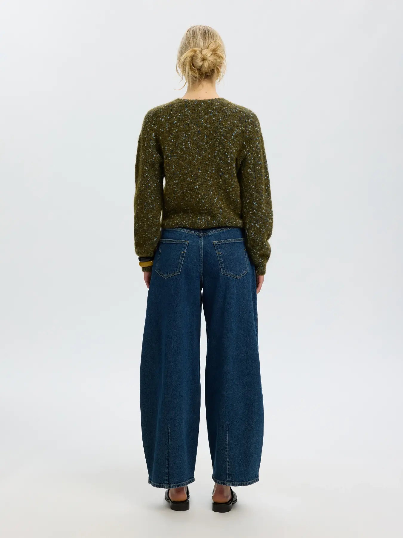 SLWKAT LS Knit Short Cardigan, Fir Green Navy and Light Blue
