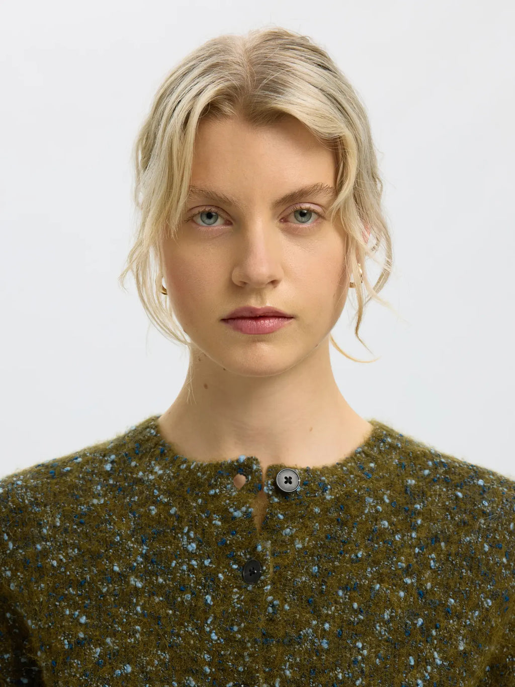 SLWKAT LS Knit Short Cardigan, Fir Green Navy and Light Blue