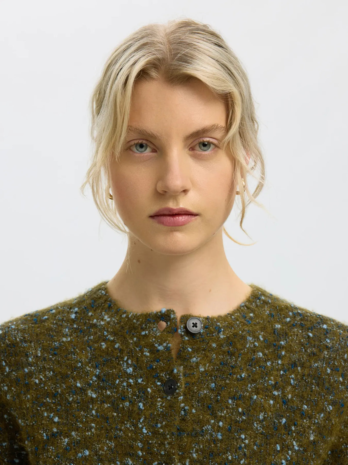 SLWKAT LS Knit Short Cardigan, Fir Green Navy and Light Blue