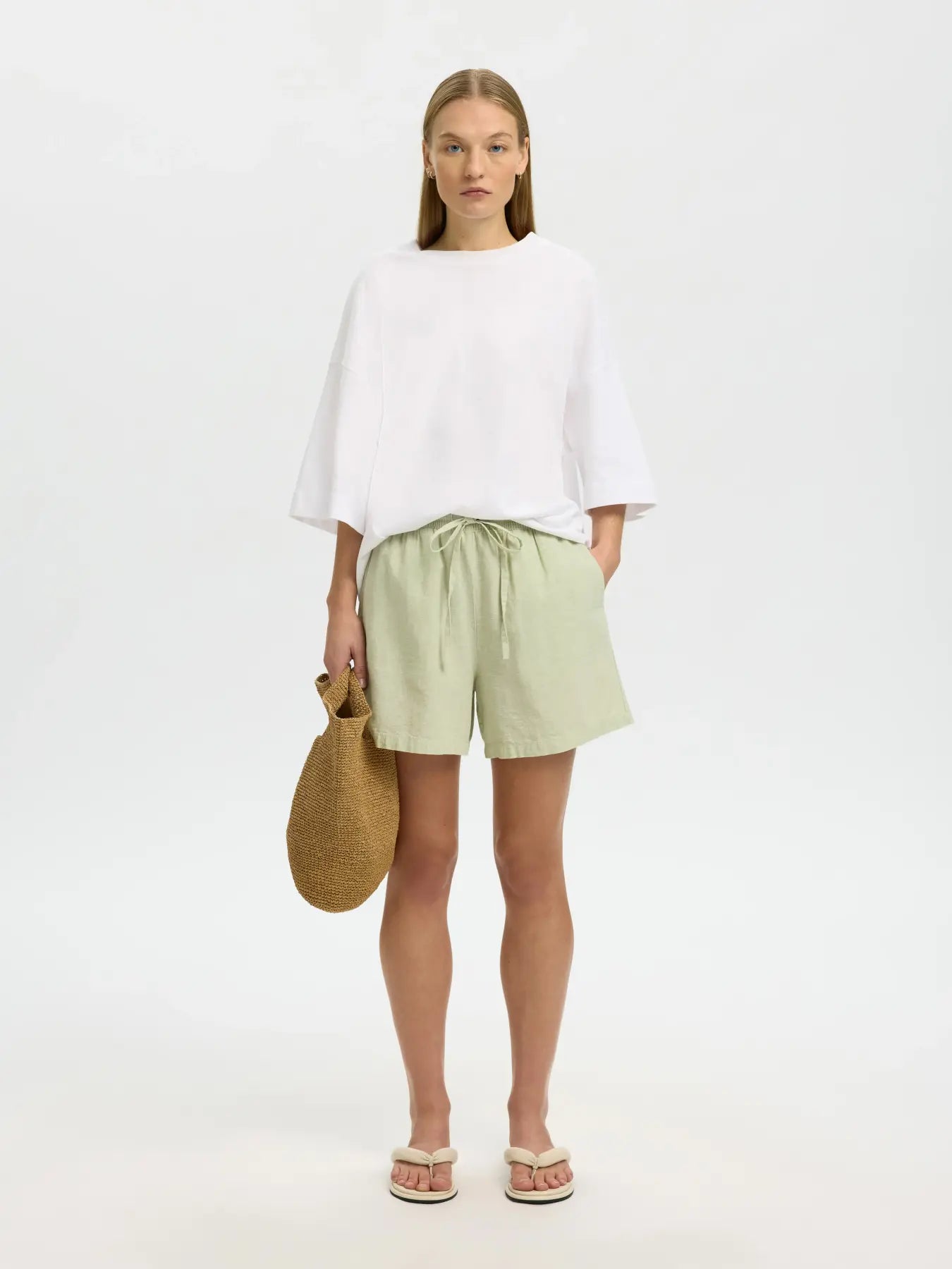 SLFLUISA-LINNIE Linen Blend Shorts, lint