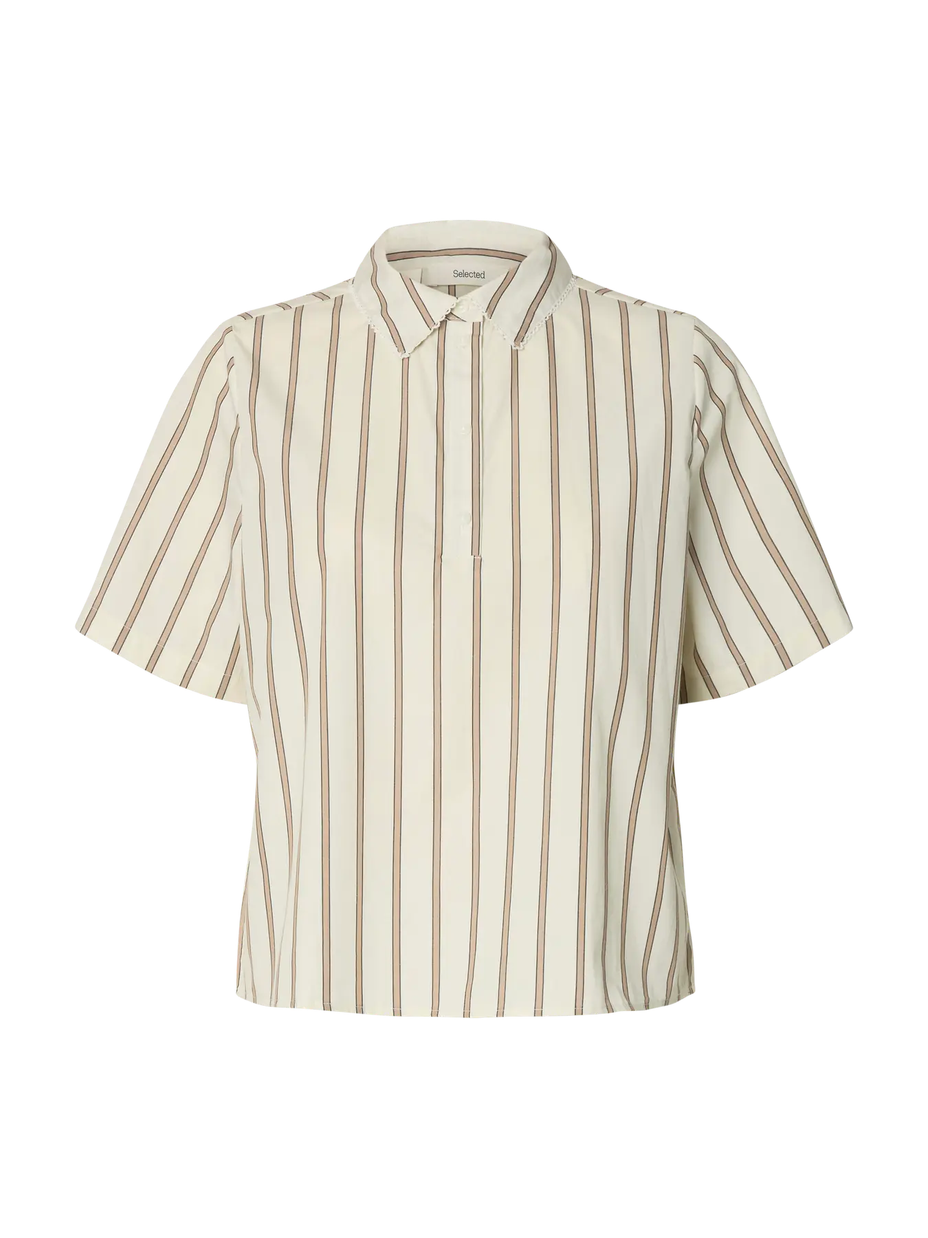 SLFGINA Relaxed Crochet Edge Poloshirt, Azurine